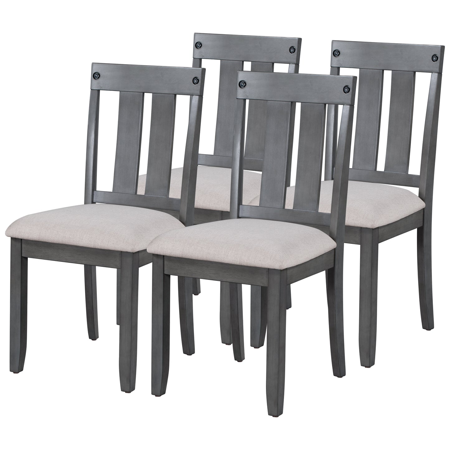 TREXM Rustic Farmhouse 6-Piece Wooden Rustic Style Dining Set, Including Table, 4 Chairs & Bench (Gray)