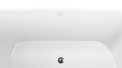 63" 100% Acrylic Freestanding Bathtub，Contemporary Soaking Tub，white bathtub