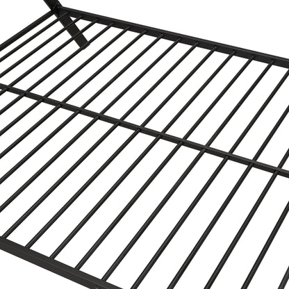 House Bed Tent Bed Frame Full Size Metal Floor Play House Bed with Slat for Kids Girls Boys , No Box Spring Needed Black