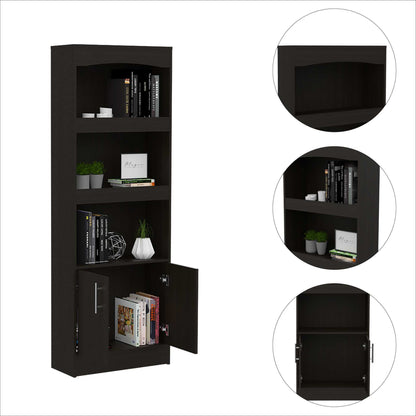 Shell Beach 1-Drawer 3-Shelf Bookcase Black Wengue