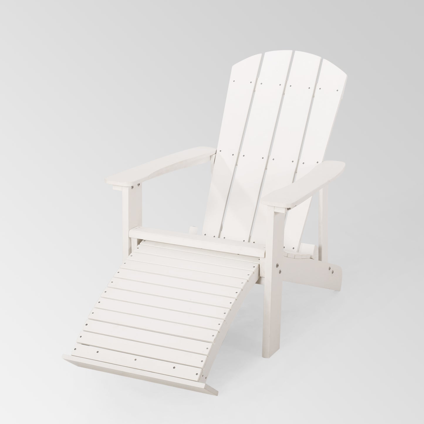 Outdoor Classic White Solid Wood Adirondack Chair Retractable Foldable （Set of 1）