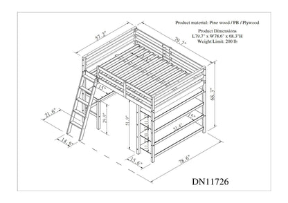 Loft Bed Full with desk,ladder,shelves , Espresso