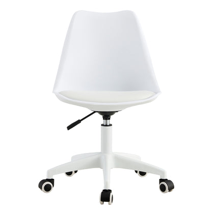 Modern Home Office Desk Chairs, Adjustable 360 °Swivel  Chair Engineering  Plastic Armless Swivel Computer  Chair With Wheels for Living Room, Bed Room Office Hotel Dining Room and White.