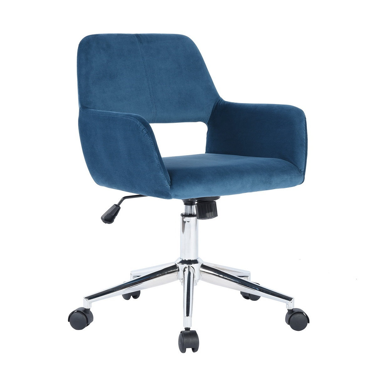 Velvet Upholstered Adjustable Swivel Office Chair, BLUE