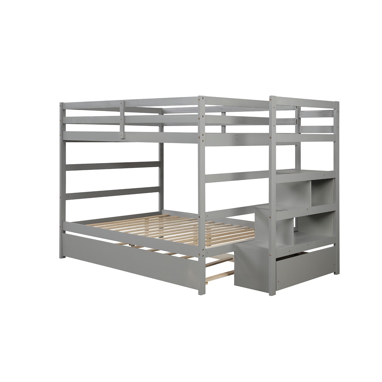 Full over Full Bunk Bed with Twin Size Trundle (Gray)(OLD SKU :LP000033AAE)