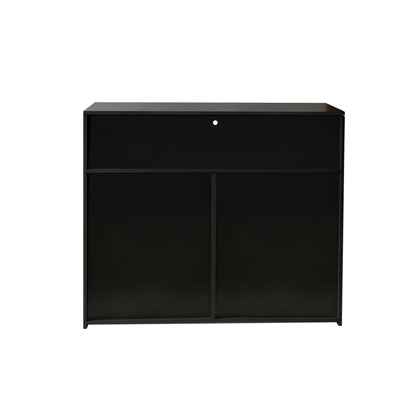 Living Room Sideboard Storage Cabinet Black High Gloss with LED Light, Modern Kitchen Unit Cupboard Buffet Wooden Storage Display Cabinet TV Stand with 2 Doors for Hallway Dining Room