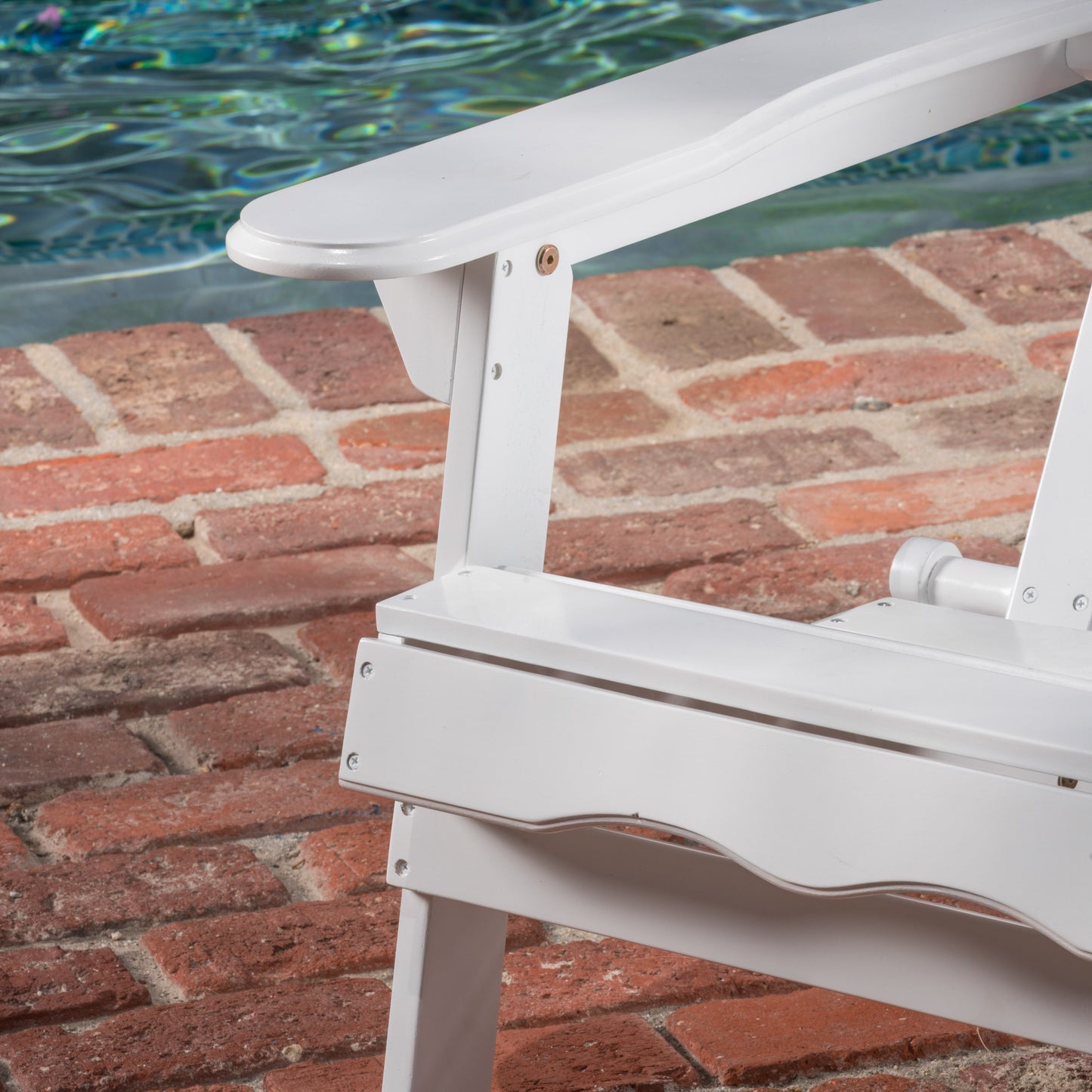 Milan Outdoor Acacia Folding White  Adirondack Chair