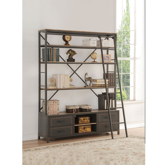 ACME Actaki Bookshelf & Ladder in Sandy Gray 92433