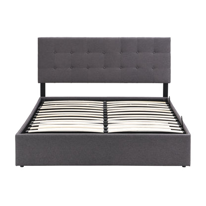 Full Size Upholstered Platform Bed with Underneath Storage Space,Gray