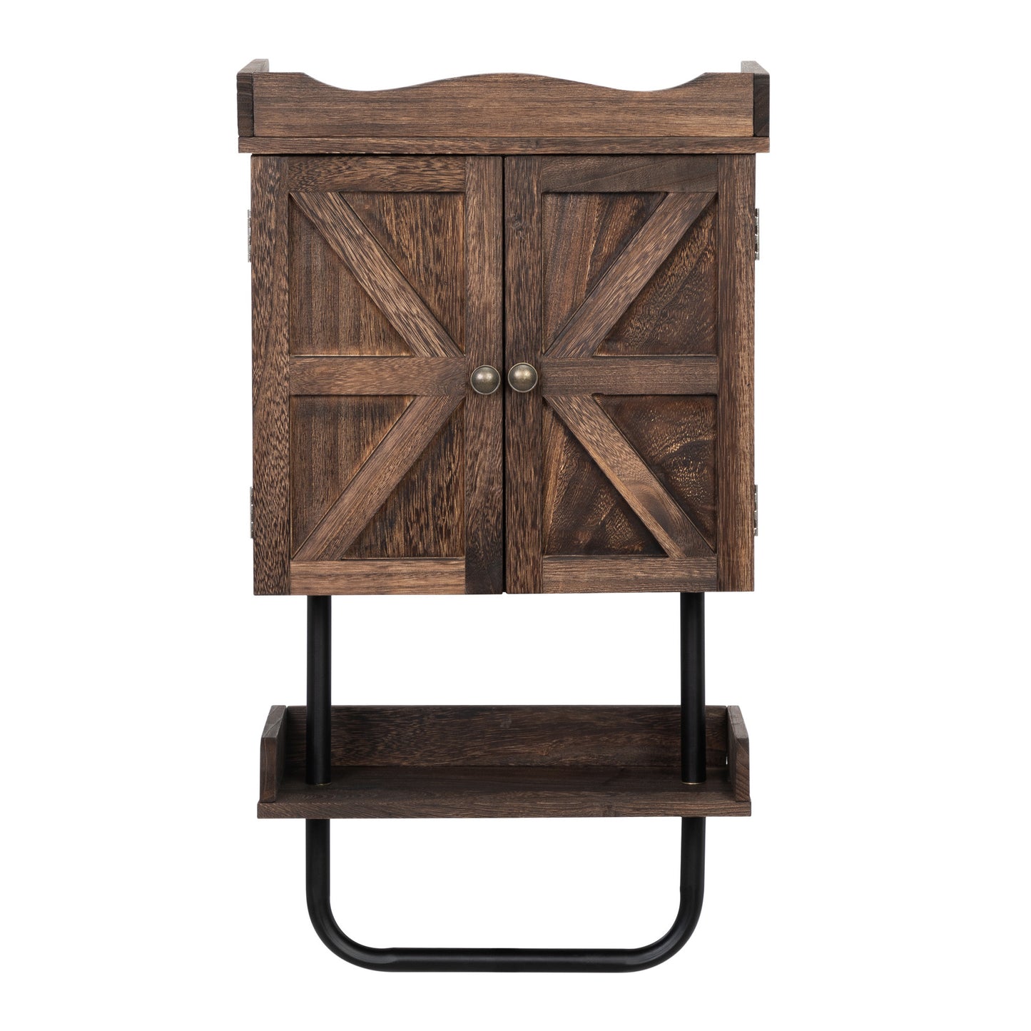 Bathroom Storage Cabinet with One Open Shelf, Wall Mounted Wooden Cabinet, Antique Brown