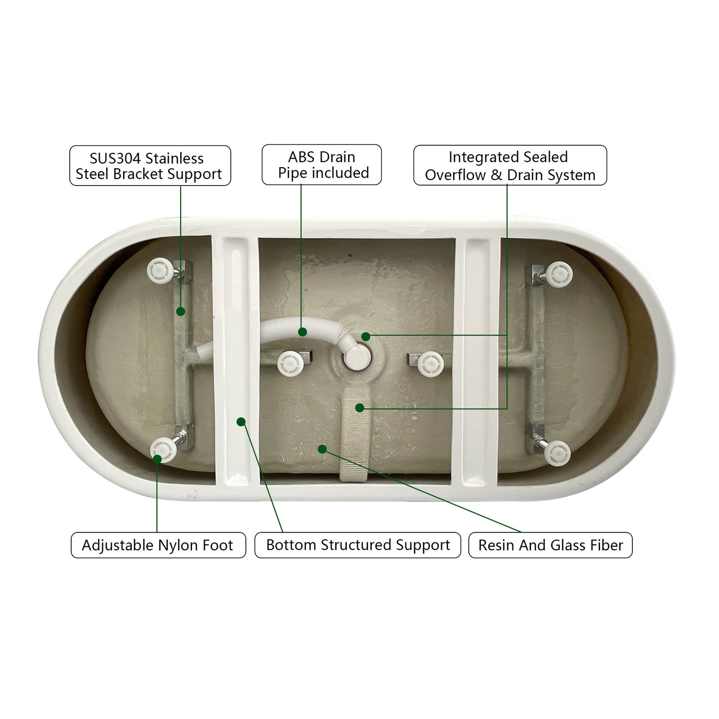 67" Acrylic Free Standing Tub - Classic Oval Shape Soaking Tub, Adjustable Freestanding Bathtub with Integrated Slotted Overflow and Chrome Pop-up Drain Anti-clogging Gloss White