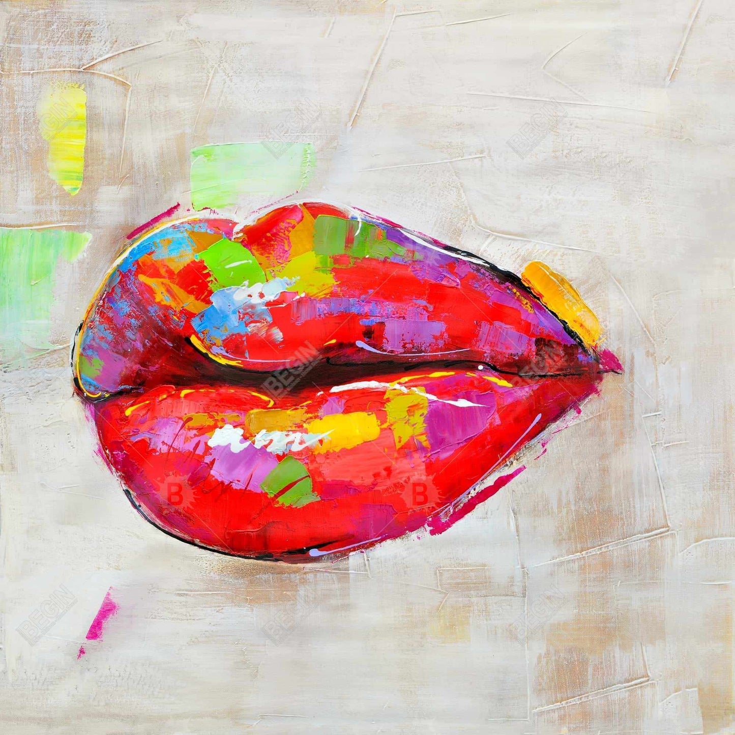 Colorful lips - 08x08 Print on canvas