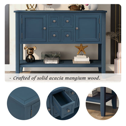 TREXM  Cambridge Series Buffet Sideboard Console Table with Bottom Shelf (Light Navy)