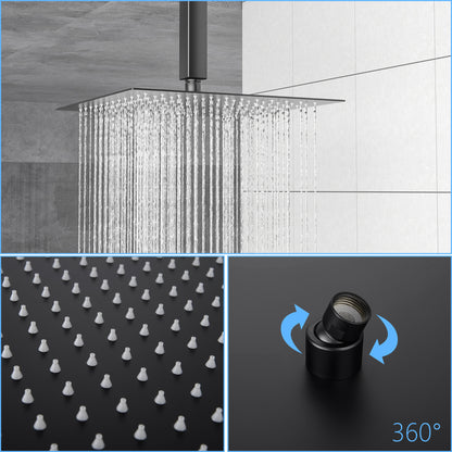 16" Rain Shower Head Systems ,with 26.18 inch Adjustable Angle Slide Bar,Matte Black ,Ceiling Mounted shower