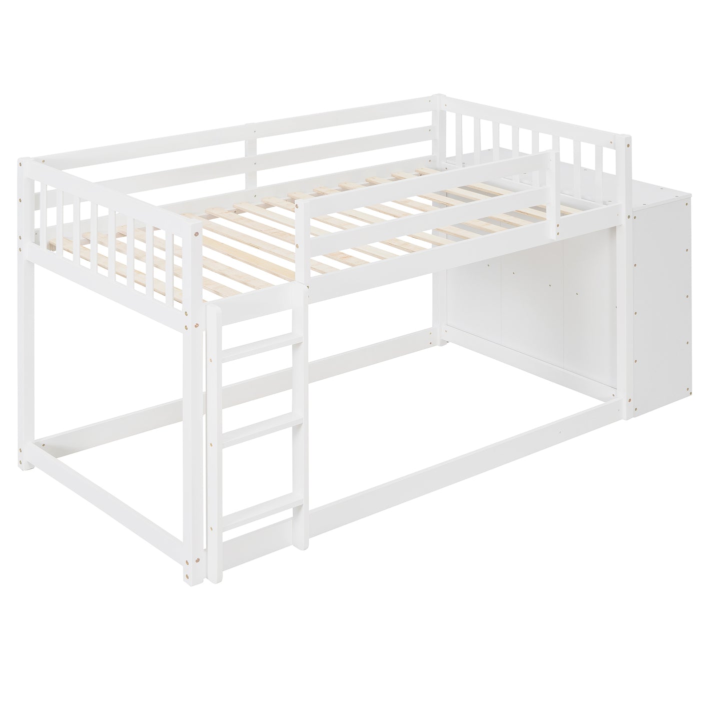 Twin over Twin Bunk Bed with 4 Drawers and 3 Shelves-White（OLD SKU: LP000067AAK）