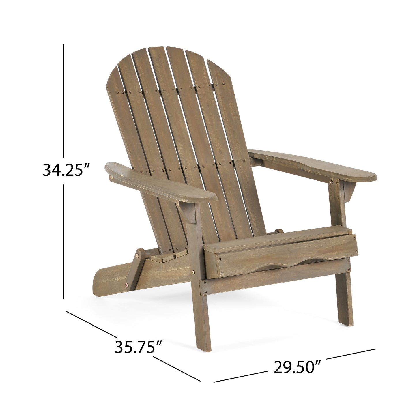 Milan Outdoor Acacia Folding Gray Adirondack Chair