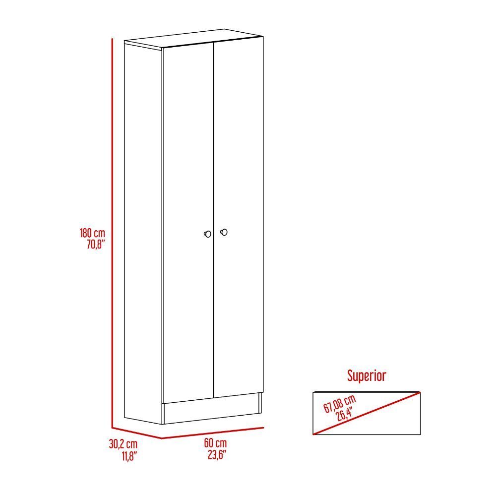 Buxton Rectangle 2-Door Storage Tall Cabinet White Washed Oak