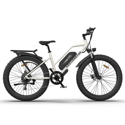 26" 750W Electric Bike Fat Tire P7 48V 13AH Removable Lithium Battery for Adults Girls with Detachable Rear Rack Fender(White)