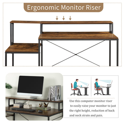 Home Office Computer Desk with Storage Shelves and Monitor Stand Riser Shelf Study Writing Desk Computer Table (OLD SKU: WF198006AAT)