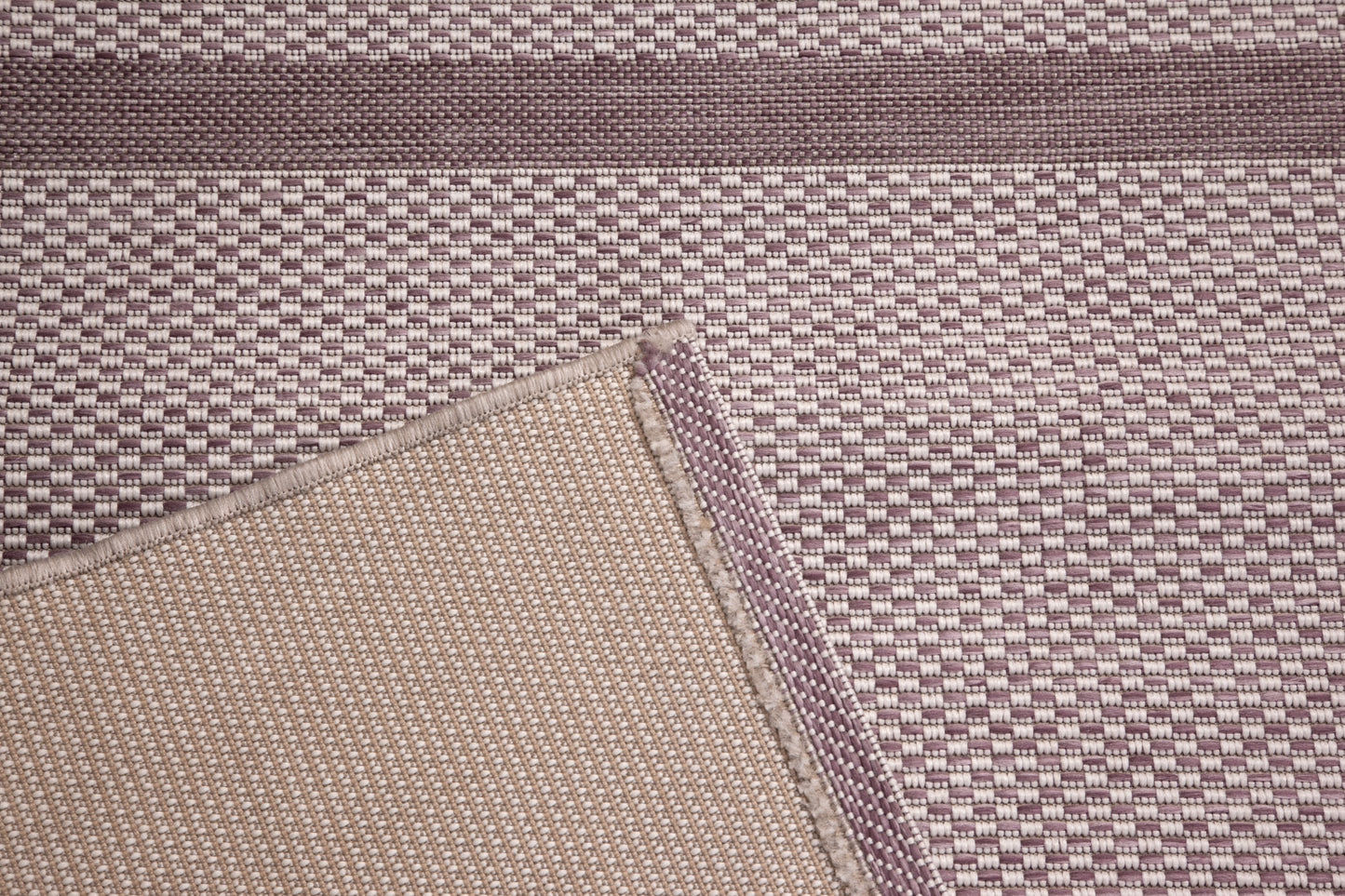 Striped Sands White, Plum Indoor / Outdoor Polypropylene Area Rug 5x8