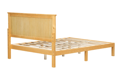 Platform Full Bed with Headboard,Natural