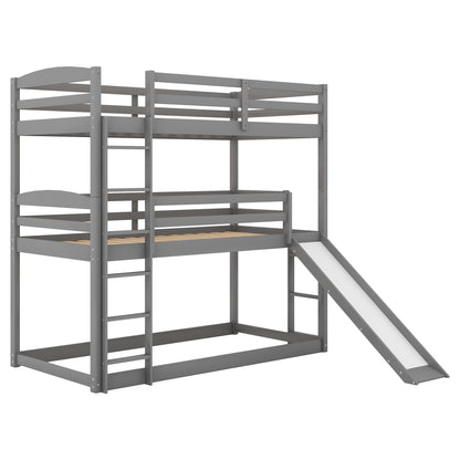 Twin over Twin over Twin Adjustable Triple Bunk Bed with Ladder and Slide,Gray(OLD SKU:SM000508AAE)(Expected Arrival Time:7.15)