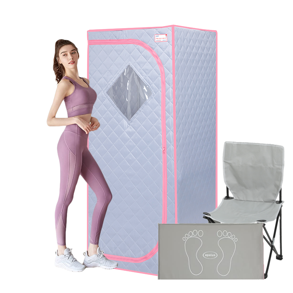 Portable Full Size Grey Infrared Sauna tent–Personal Home Spa, with Infrared Panels, Heating Foot Pad,Controller, Foldable Chair ,Reading light.Easy to Install.Fast heating, with FCC Certification