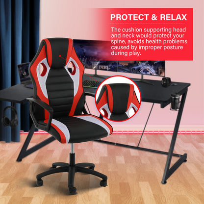 YSSOA Gaming Office High Back Computer Ergonomic Adjustable Swivel Chair, Black/Red/White