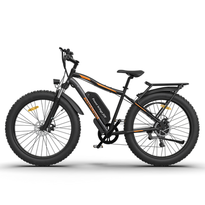 AOSTIRMOTOR S07-B 26" 750W Electric Bike Fat Tire P7 48V 13AH Removable Lithium Battery for Adults with Detachable Rear Rack Fender(Black)