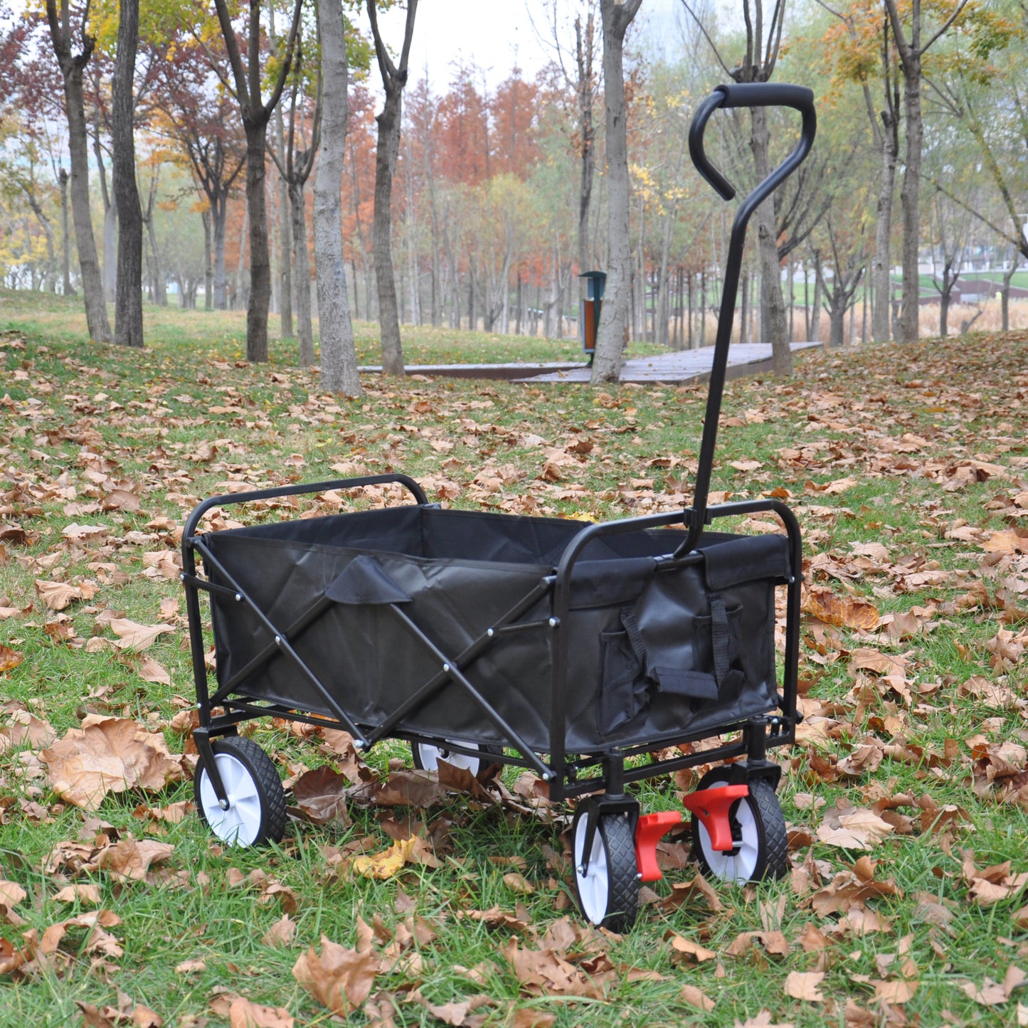 Folding Wagon Garden Shopping Beach Cart (black)