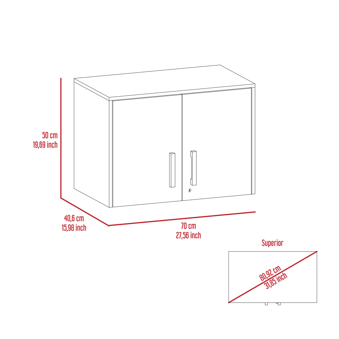 Medford 2-Door Rectangle Wall Cabinet Black Wengue