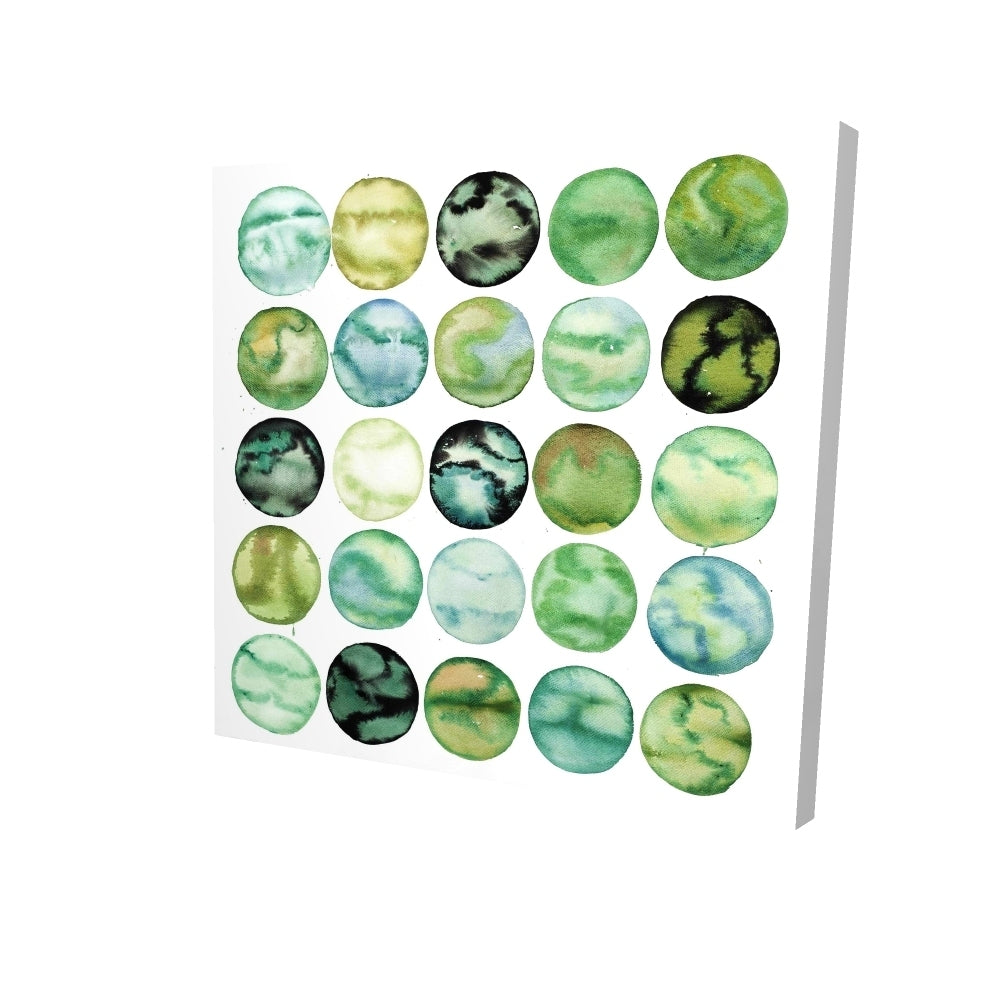 Green circles - 16x16 Print on canvas