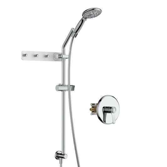 Large Amount of water Multi Function Shower Head - Shower System with 4." Rain Showerhead, 6-Function Hand Shower, Simple Style,With Storage Hook, Chrome
