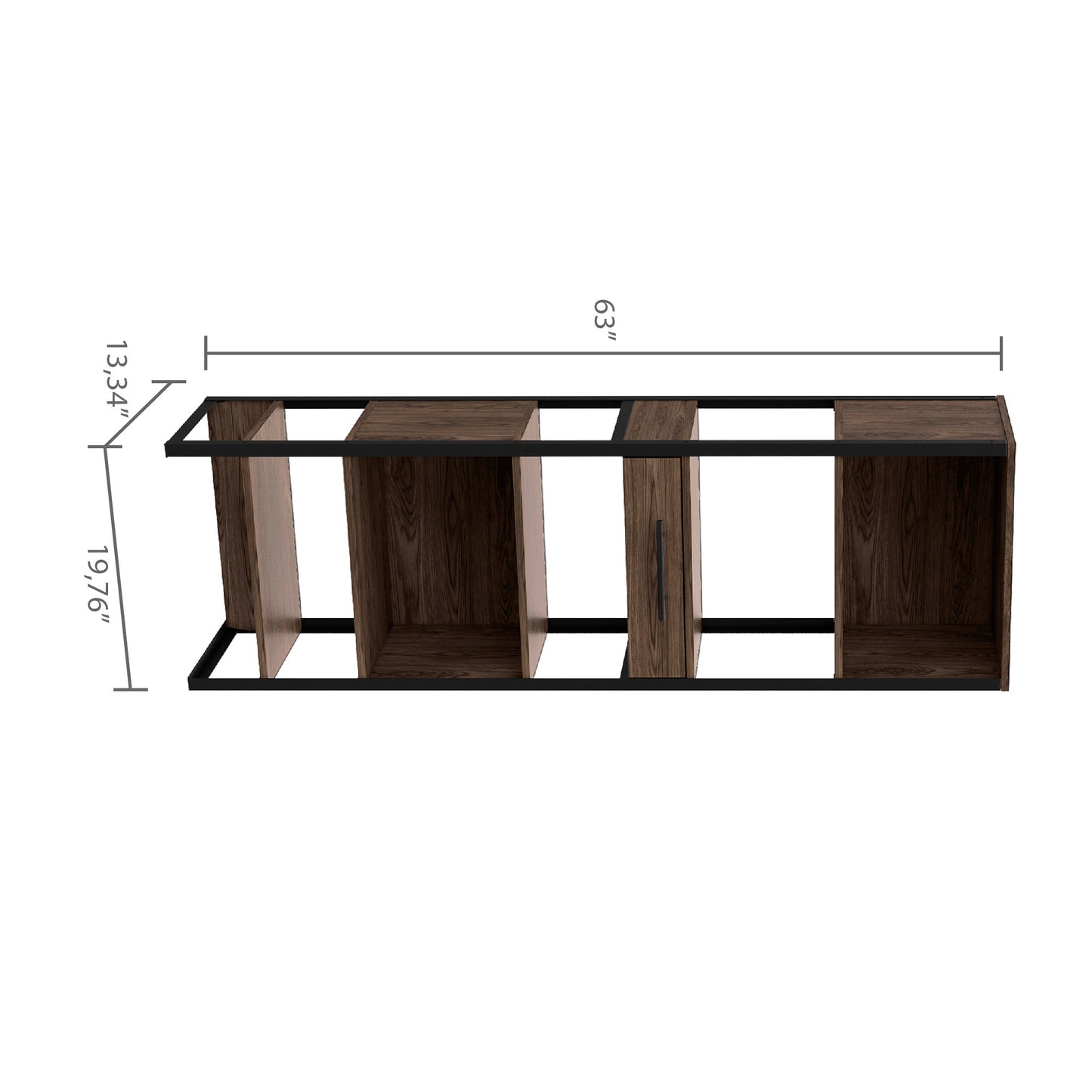 New London 1-Drawer Bookcase Dark Walnut