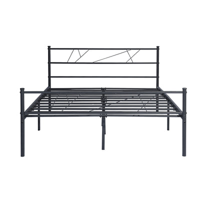 LT full size single metal bed frame in black color for adult and children used in bedroom or dormitory with large storage space under the bed