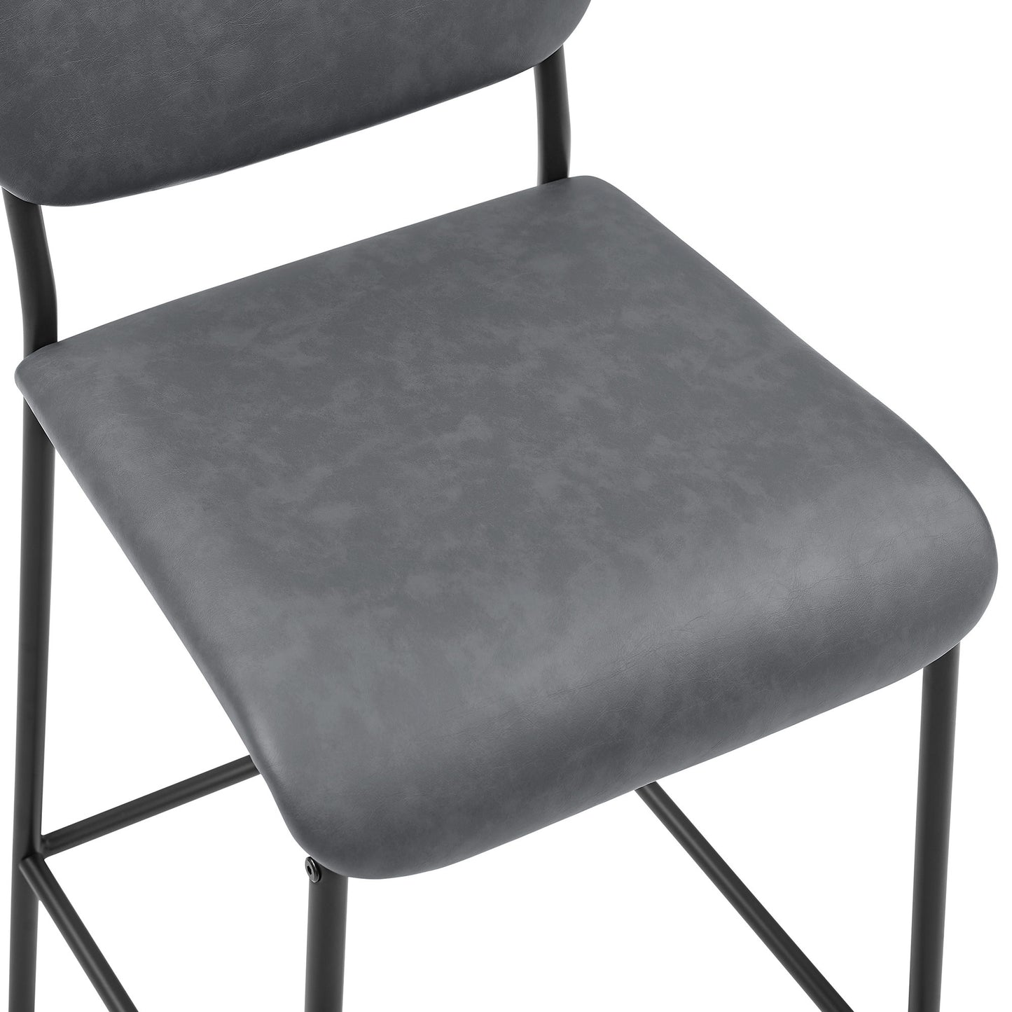 Pu Faux Leather Counter Stools Set of 2, Pub Counter Stool with Back and Footrest, Grey\n(17.5"x19.25“x34.5”）