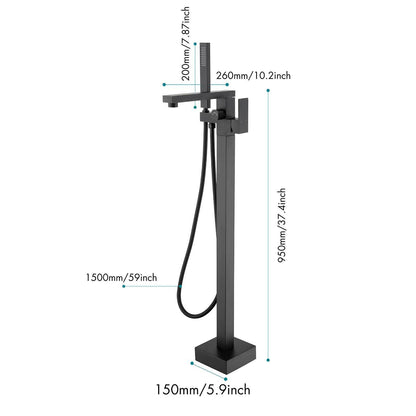 Freestanding Bathtub Faucet Tub Filler Matte Black Floor Mount Bathroom Faucets Brass Single Handle with Hand Shower