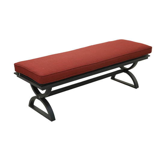 Outdoor Aluminum Bench with Cushion, Dark Lava Bronze/Terracotta