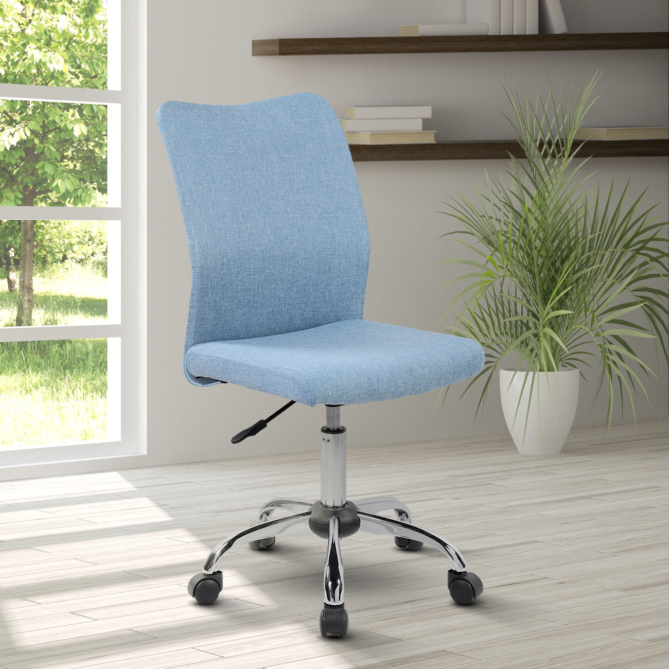 Techni Mobili Modern Armless Task Chair, Blue Jean