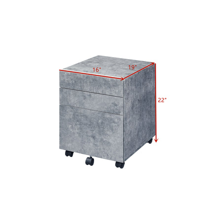 ACME Jurgen File Cabinet, Faux Concrete & Silver 92909