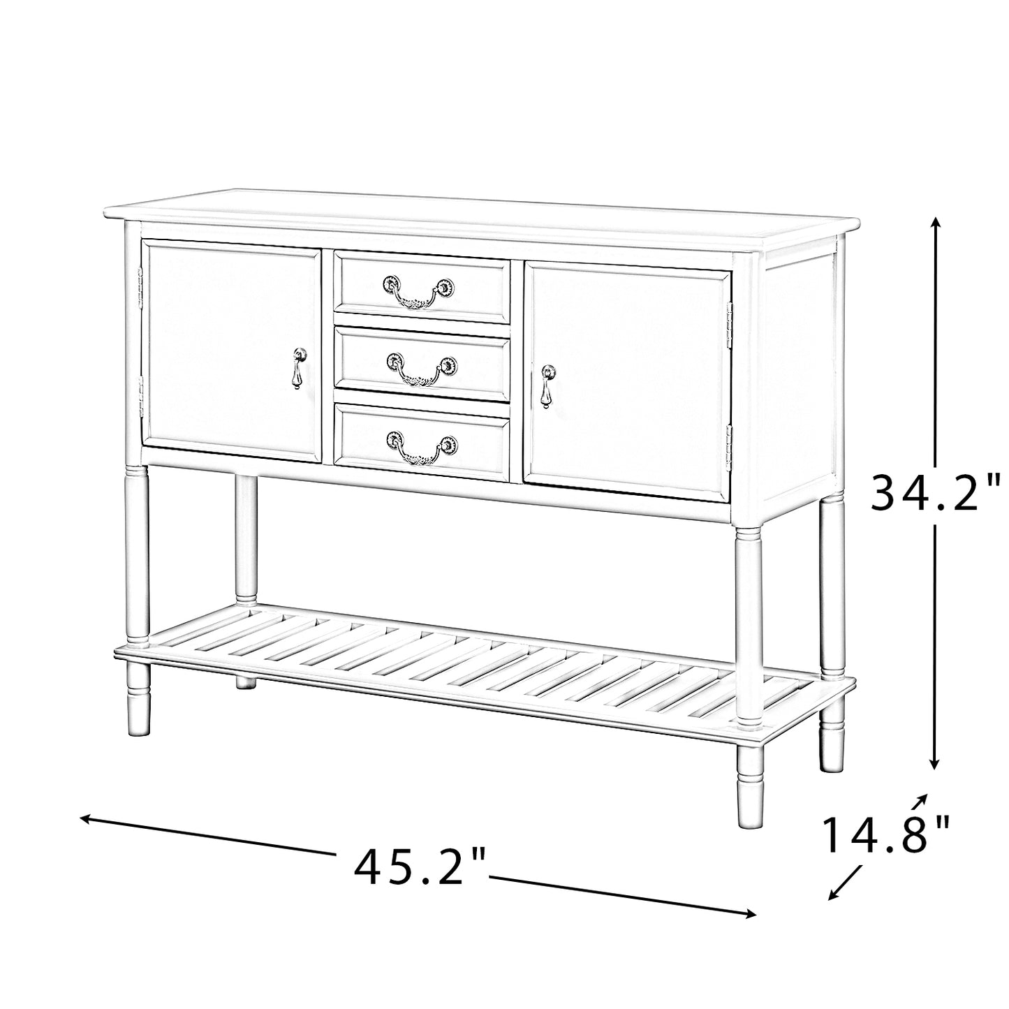 Pactolus 45"Console Table with Drawers and with Shelves