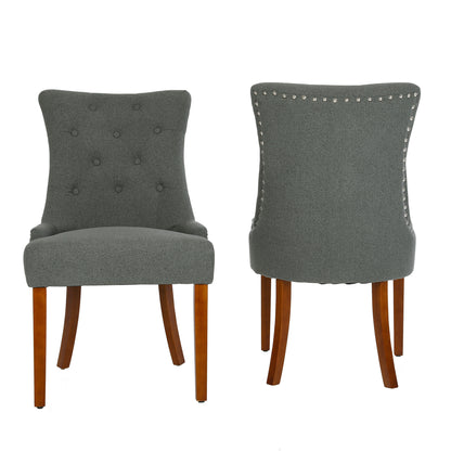 LYHome Mordern Fabric Dining Chairs, 2-Pcs Set, Light Grey