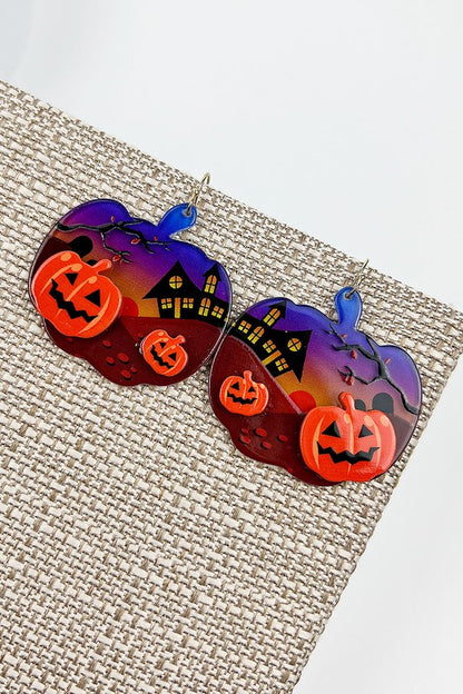 PUMPKIN ACRYLIC HOOK EARRINGS