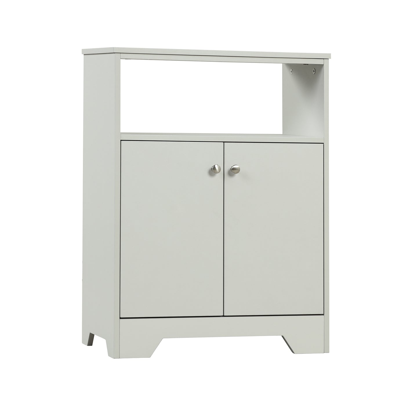 Grey Bathroom Storage Cabinet with Adjustable Shelves, Freestanding Floor Cabinet for Home Kitchen, Easy to Assemble