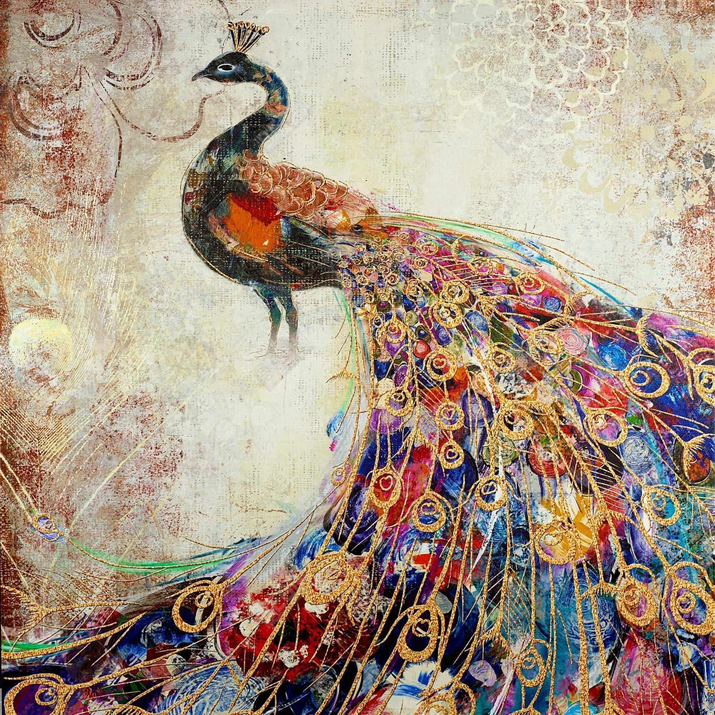 Majestic peacock - 16x16 Print on canvas