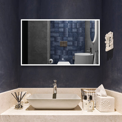 60 x 35 in.  Large Rectangular Framed Wall-Mount Anti-Fog Dimmable LED Light Bathroom Vanity Mirror