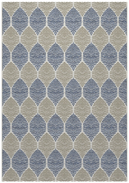 Foliage Blue, Beige Indoor / Outdoor Polypropylene Area Rug 8x10