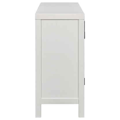 TREXM Large Storage Space Sideboard with Artificial Rattan Door and metal handles for Living Room and Entryway (White)