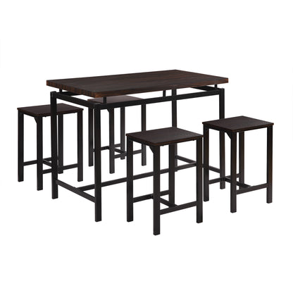 U_STYLE Dining Set, Bar Set, Dining Table with 4 Chairs,5 Piece, with Counter and Pub Height