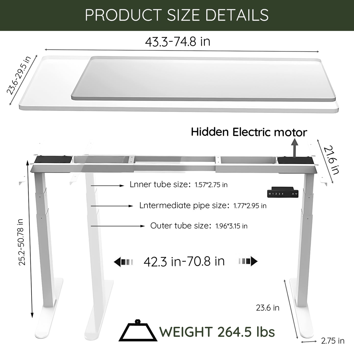 Electric Stand up Desk Frame - ErGear Height Adjustable Table Legs Sit Stand Desk Frame Up to  Ergonomic Standing Desk Base Workstation Frame Only